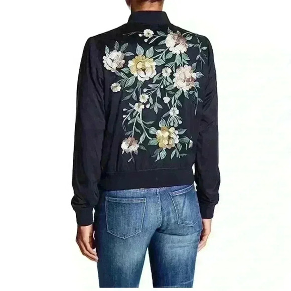 Bagatelle Faux-Suede Embroidered Bomber Jacket sz small S - Picture 1 of 10